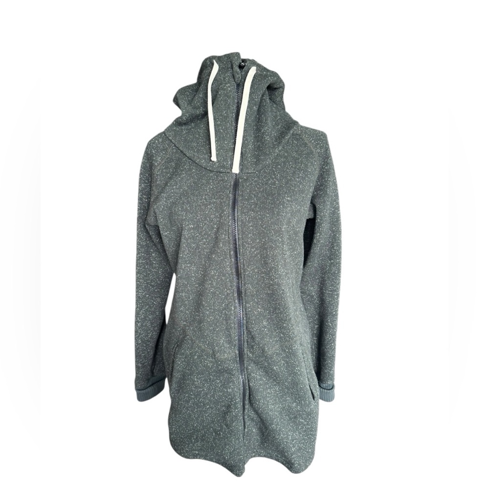 DESO Longline Zip Hoodie Green Speckled Cozy Core Athleisure USA Hooded Jacket M